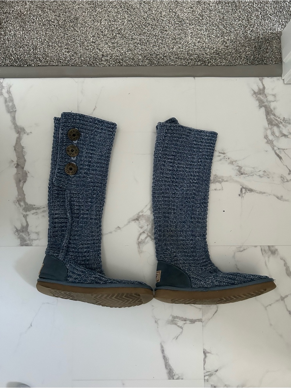 UGG Tall Knit Button Boots - Blue